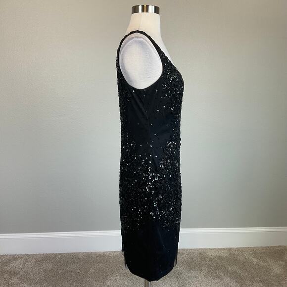 Adrianna Papell Sequined Mini Sheath Cocktail Dress Black Size 8 Sleeveless - Picture 3 of 11